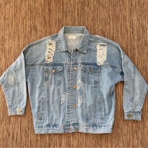 Sage Denim Blue Ripped Jean Jacket